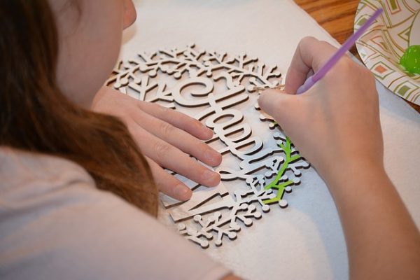 Girl doing crafts