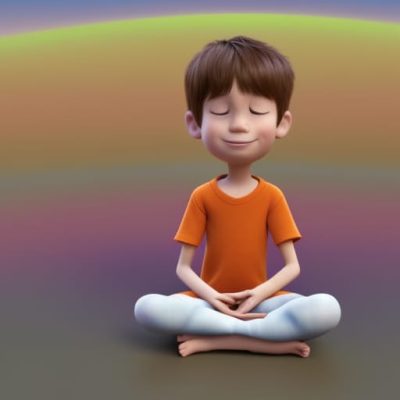 Boy meditating in a mindfulness class